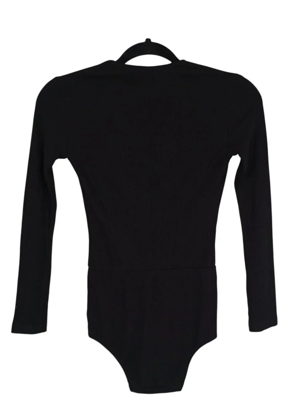 Reformation Black Long Sleeve Ribbed Lace-Up Front Bodysuit XS Womens USA-Made